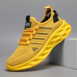 Unisex Men Sneakers Shoes Comfortable Breathable Couple Running Women Tennis Sports Shoe Size 37-47 Yellow Walking Sneaker