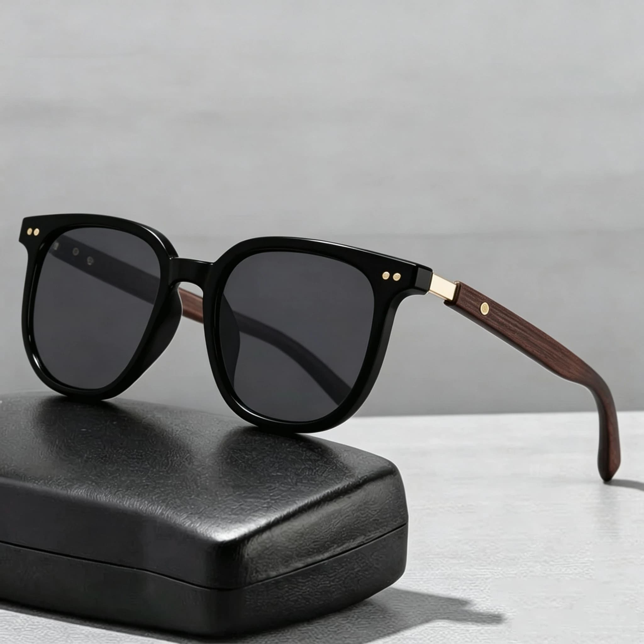 Classic Brown Sunglasses Vintage Aesthetic Square Frame Gradient Lens Wood Texture Eyewear Unisex Sun Glasses Outdoor