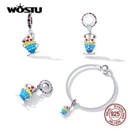 WOSTU 925 Sterling Silver Fashion Colorful Magic Series Magic Cat Charms Beads for Women Fit Original Bracelets Fine DIY Jewelry