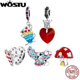 WOSTU 925 Sterling Silver Fashion Colorful Magic Series Magic Cat Charms Beads for Women Fit Original Bracelets Fine DIY Jewelry