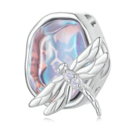 WOSTU 925 Sterling Silver Mystic Butterfly Charm Purple Iris Flower Beads Crystal Pendant Fit DIY Bracelet Necklace Party Gift