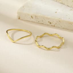 Minimalist Stackable Wave Rings for Women Geometric Finger Ring Stainless Steel Golden Jewelry Thin Rings Set Daily Party Wear