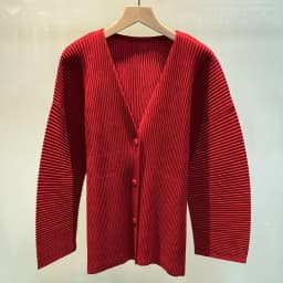 Miyake Women Pleated Knit Cardigan Long Sleeve Top 2026 New Simple Loose Casual Button V-Neck Jacket Commuter Plus Size Clothing