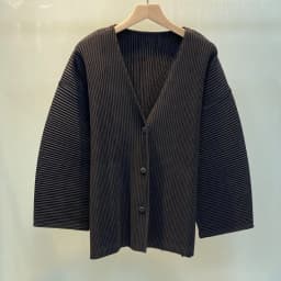 Miyake Women Pleated Knit Cardigan Long Sleeve Top 2026 New Simple Loose Casual Button V-Neck Jacket Commuter Plus Size Clothing