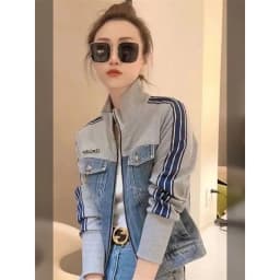 Autumn Women Stand-up Collar Zipper Denim Coat Korean Ladies Patchwork Cowboy Outwear 2025 Female Long Sleeves Jeans Jacket