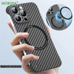 Ultra Thin Carbon Fiber Magnetic Case for iPhone 18 Pro Max 17 Air 16 15 14 13 11 12 For Magsafe Charging Frameless Hard Cover