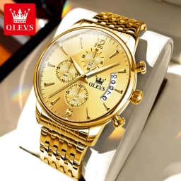 OLEVS Men Watches Top Brand Luxury Watch Waterproof Stainless Steel Men Wristwatch Luminous Quartz Watch Box Gift Set