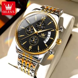 OLEVS Men Watches Top Brand Luxury Watch Waterproof Stainless Steel Men Wristwatch Luminous Quartz Watch Box Gift Set