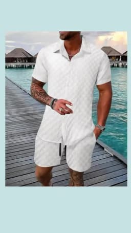 Men's Fashion Casual Light Luxury Striped POLO Shirt Set Summer Lapel Short-Sleeved Pullover Sports Trend Slim-Fit Men's T-Shirt