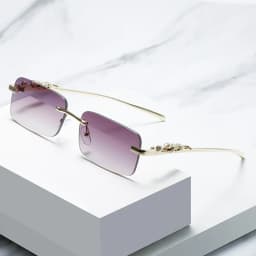 Rimless Glasses Frame Women Men Fashion Cheetah Decoration Business Cool Eyeglasses Frames