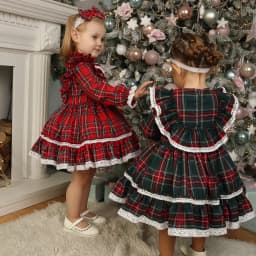 Ma&Baby 1-7Y 2024 Christmas Girls Red Dress Kid Toddler Girl Plaid Bow Tulle Tutu Party Dresses Children New Year Xmas Costumes