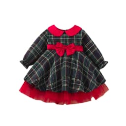 Ma&Baby 1-7Y 2024 Christmas Girls Red Dress Kid Toddler Girl Plaid Bow Tulle Tutu Party Dresses Children New Year Xmas Costumes