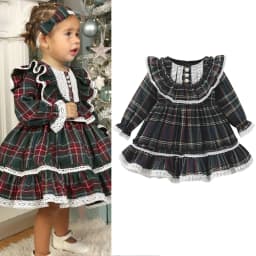 Ma&Baby 1-7Y 2024 Christmas Girls Red Dress Kid Toddler Girl Plaid Bow Tulle Tutu Party Dresses Children New Year Xmas Costumes