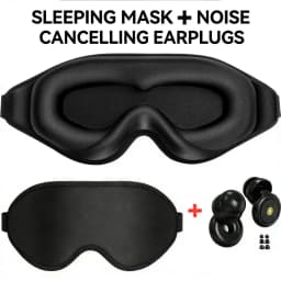 3D Sleep Eye Mask for Sleeping - Insomnia Relief, Light Blocking - Eye Cover - Adjustable Strap ,With Noise Cancelling Earplugs