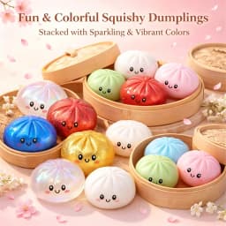 Glitter Dumpling Squeeze Box Soft Baozi Squeeze Toy For Role Play And Stress Relief With High Elasticity