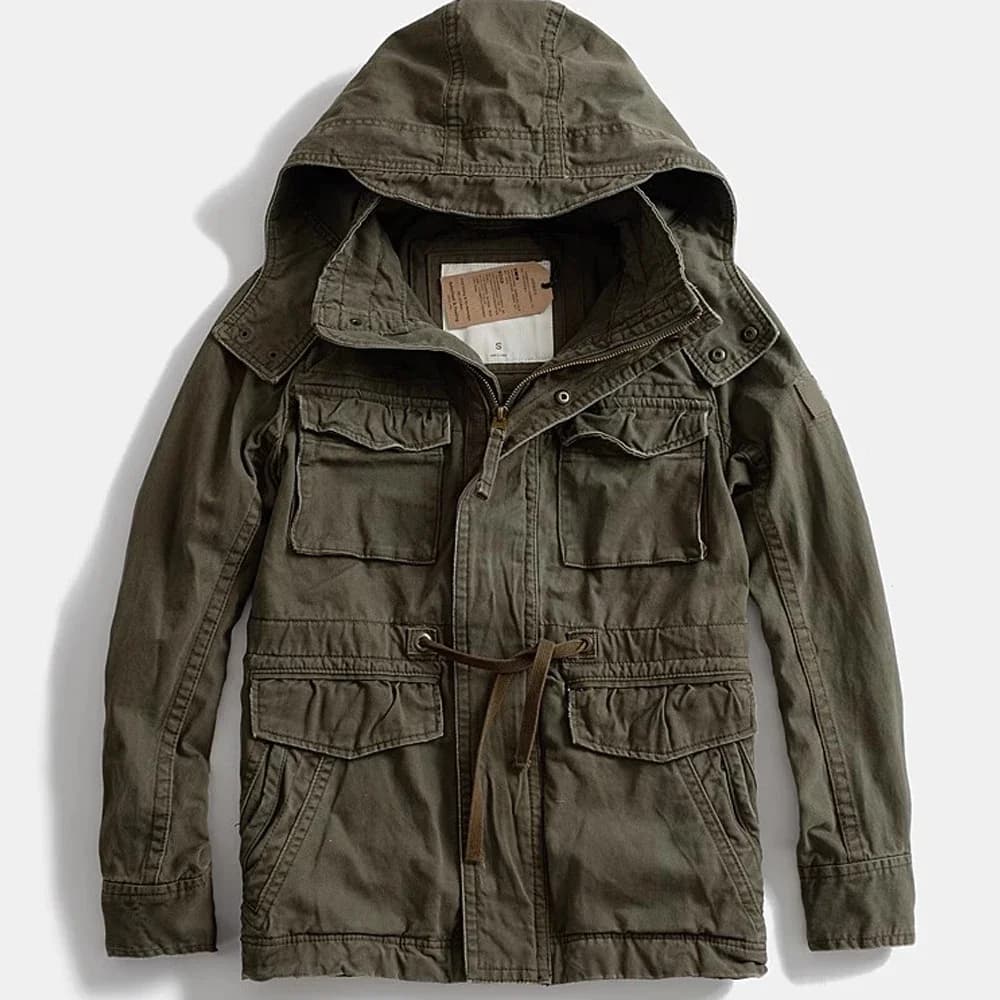Cargo Jackets Men Tactical M65 Multi-pockets Cotton Coats Removable Hooded Work Jacket Wear-resistant Winter