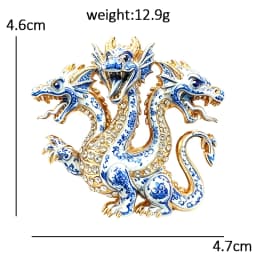 Wuli&baby Vintage 3‑Headed Dragon Brooches For Women Men 4-color Rhinestone Colorful Crystal Party Casual Brooch Pins Gift