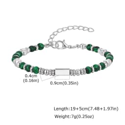 Vnox Handmade Beaded Bracelet with Natural Stone (Malachite/Obsidian/Turquoise/Tiger Eye), Bohemian Style Jewelry for Men