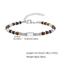 Vnox Handmade Beaded Bracelet with Natural Stone (Malachite/Obsidian/Turquoise/Tiger Eye), Bohemian Style Jewelry for Men