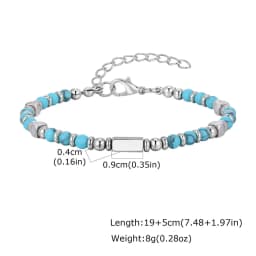 Vnox Handmade Beaded Bracelet with Natural Stone (Malachite/Obsidian/Turquoise/Tiger Eye), Bohemian Style Jewelry for Men