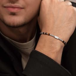 Vnox Handmade Beaded Bracelet with Natural Stone (Malachite/Obsidian/Turquoise/Tiger Eye), Bohemian Style Jewelry for Men