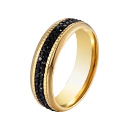 Middle Double Circle Black Zircon Ring High Quality Stainless Steel Love Brand Gold Color Jewelry Woman Ring Wholesale