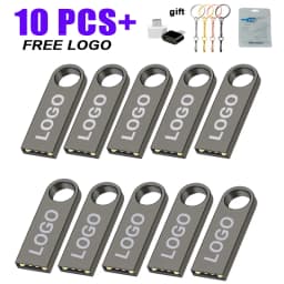 10PCS/lot USB Flash Drive 4GB 8GB 16GB Metal Pen Drive Pendrive 32GB 64GB Memory Stick 128GB Free Customized Gift USB 2.0 Sticks
