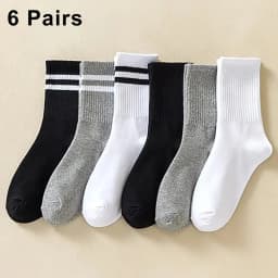 5/6/10 Pairs Women's Mid Socks Solid Color Breathable Comfortable In Autumn Winter Absorbing High-Quality Casual Socks Sports