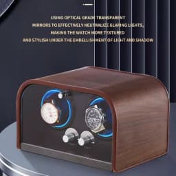 CCZIDONGH Automatic Watch Winder Retro Wooden Texture Blue LED Light Mute Motor Shaker Automatic Watch Box
