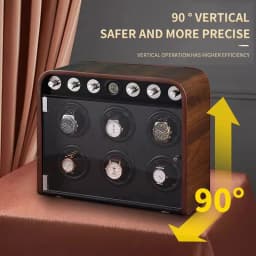 CCZIDONGH Automatic Watch Winder Retro Wooden Texture Blue LED Light Mute Motor Shaker Automatic Watch Box