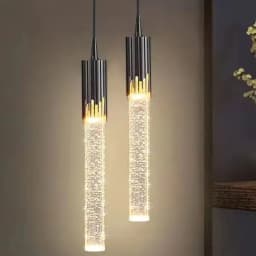 Modern Bedroom Crystal Bubble Pendant Light - Droplet Design Clear Hanging Lamp for Bedside Decorative Suspension Lighting