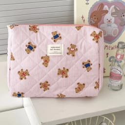 Cute Bear Print Baby Diaper Bag Mommy Makeup Pouch Women's Cosmetic Bag Large Capacity Toiletry Storage Bag Nappy Organizer