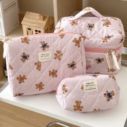 Cute Bear Print Baby Diaper Bag Mommy Makeup Pouch Women's Cosmetic Bag Large Capacity Toiletry Storage Bag Nappy Organizer
