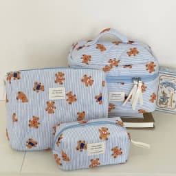 Cute Bear Print Baby Diaper Bag Mommy Makeup Pouch Women's Cosmetic Bag Large Capacity Toiletry Storage Bag Nappy Organizer