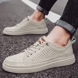 Autumn Leather Oxford Shoes Breathable Outdoor Sneakers Men Handmade Leather Shoes Casual Comfortable Soft Sole Walking Shoes