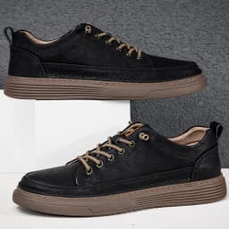 Autumn Leather Oxford Shoes Breathable Outdoor Sneakers Men Handmade Leather Shoes Casual Comfortable Soft Sole Walking Shoes