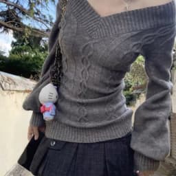 Fashion Vintage V-neck Knitted Tops Women Early Autumn New Sweaters Pullover Slim Long Sleeve Pullovers Sexy Hotsweet Sweaters