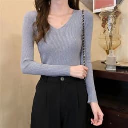 Fashion Vintage V-neck Knitted Tops Women Early Autumn New Sweaters Pullover Slim Long Sleeve Pullovers Sexy Hotsweet Sweaters