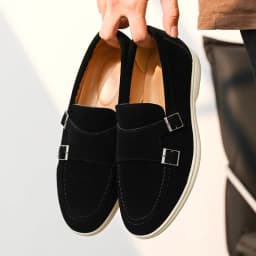 Casual Leather Men's Double Buckle Loafers Lightweight Breathable Shoes Mens Driving Soft Sole Slip-on Business Shoes Moccasins