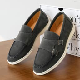 Casual Leather Men's Double Buckle Loafers Lightweight Breathable Shoes Mens Driving Soft Sole Slip-on Business Shoes Moccasins