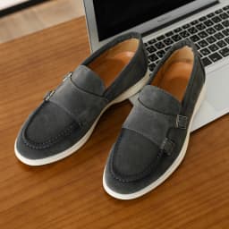 Casual Leather Men's Double Buckle Loafers Lightweight Breathable Shoes Mens Driving Soft Sole Slip-on Business Shoes Moccasins