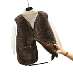 Lamb Wool Vest Women's Cropped 2025 Autumn/Winter New Style Korean Version Fur Integrated Horse Clip Granule Plush Shoulder Vest