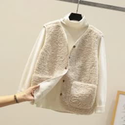 Lamb Wool Vest Women's Cropped 2025 Autumn/Winter New Style Korean Version Fur Integrated Horse Clip Granule Plush Shoulder Vest