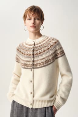 Classic Autumn Winter Woman Sweater Fair Isle Female 100% Merino Wool Knitted Cardigan Cashmere Ladies Long Sleeve Clothing Tops