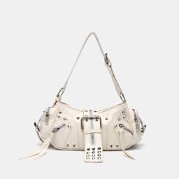 Women's Y2k Punk Vintage Shoulder Purse PU Leather Gothic Rivet Handbag Waist Bag Luxury Black Cross Body Bags with Spikes