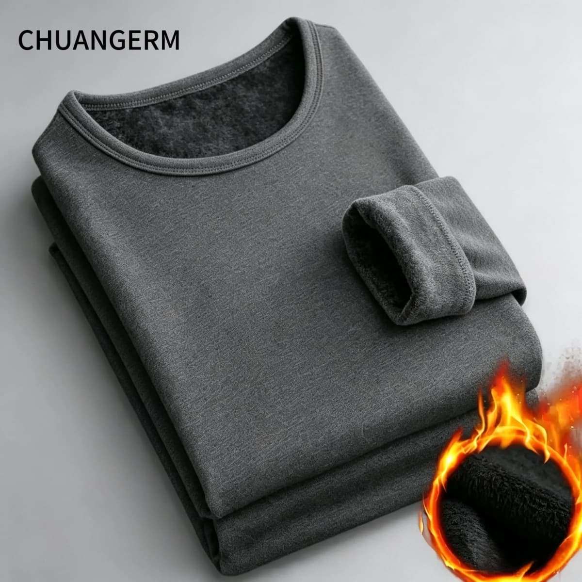 CHUANGERM Men'S Round Neck Fashion Long‑Sleeved Thermal Underwer 2026 Winter Male Warm Tops