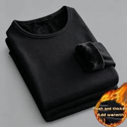 CHUANGERM Men'S Round Neck Fashion Long‑Sleeved Thermal Underwer 2026 Winter Male Warm Tops