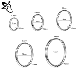 ZS 1 PC 20G Stainless Steel Hoop Earring 6/8/10/12MM Round Stud Earrings CZ Crystal Nose Ring Helix Cartilage Piercings Jewelry