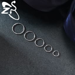 ZS 1 PC 20G Stainless Steel Hoop Earring 6/8/10/12MM Round Stud Earrings CZ Crystal Nose Ring Helix Cartilage Piercings Jewelry