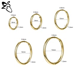 ZS 1 PC 20G Stainless Steel Hoop Earring 6/8/10/12MM Round Stud Earrings CZ Crystal Nose Ring Helix Cartilage Piercings Jewelry